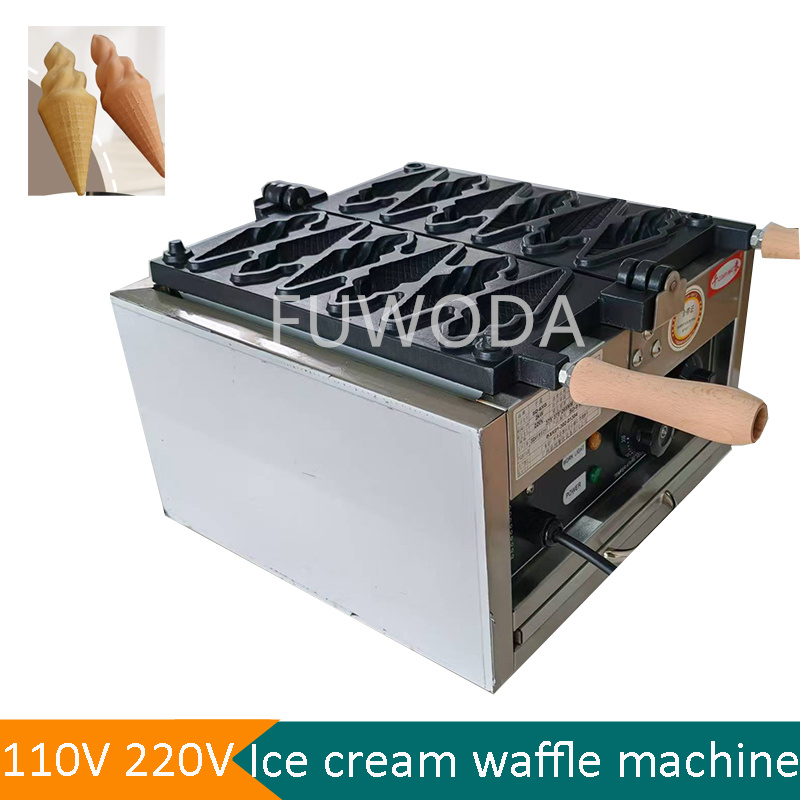 Waffle Cone Maker - Elektrische ijswafelmachine voor 6 ijshoorntjes, fabrieks